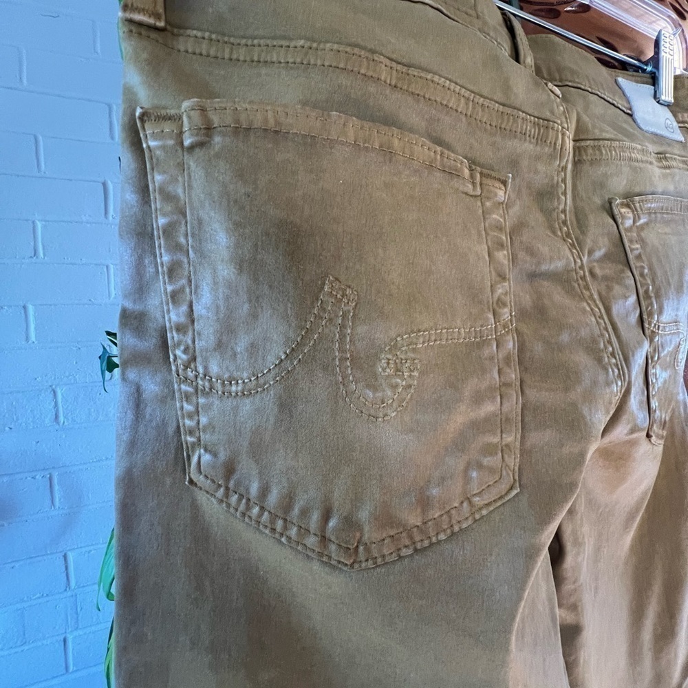 AG the quinne coated high waisted crop flare jean mustard yellow size 31 - Picture 7 of 13
